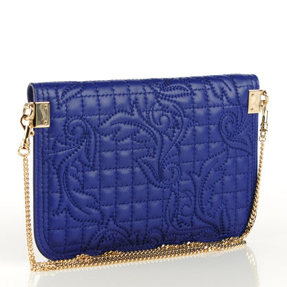 Versace Nappa Barocco Quilted Vanitas Chain Pouch Poison Blue 3 of 6
