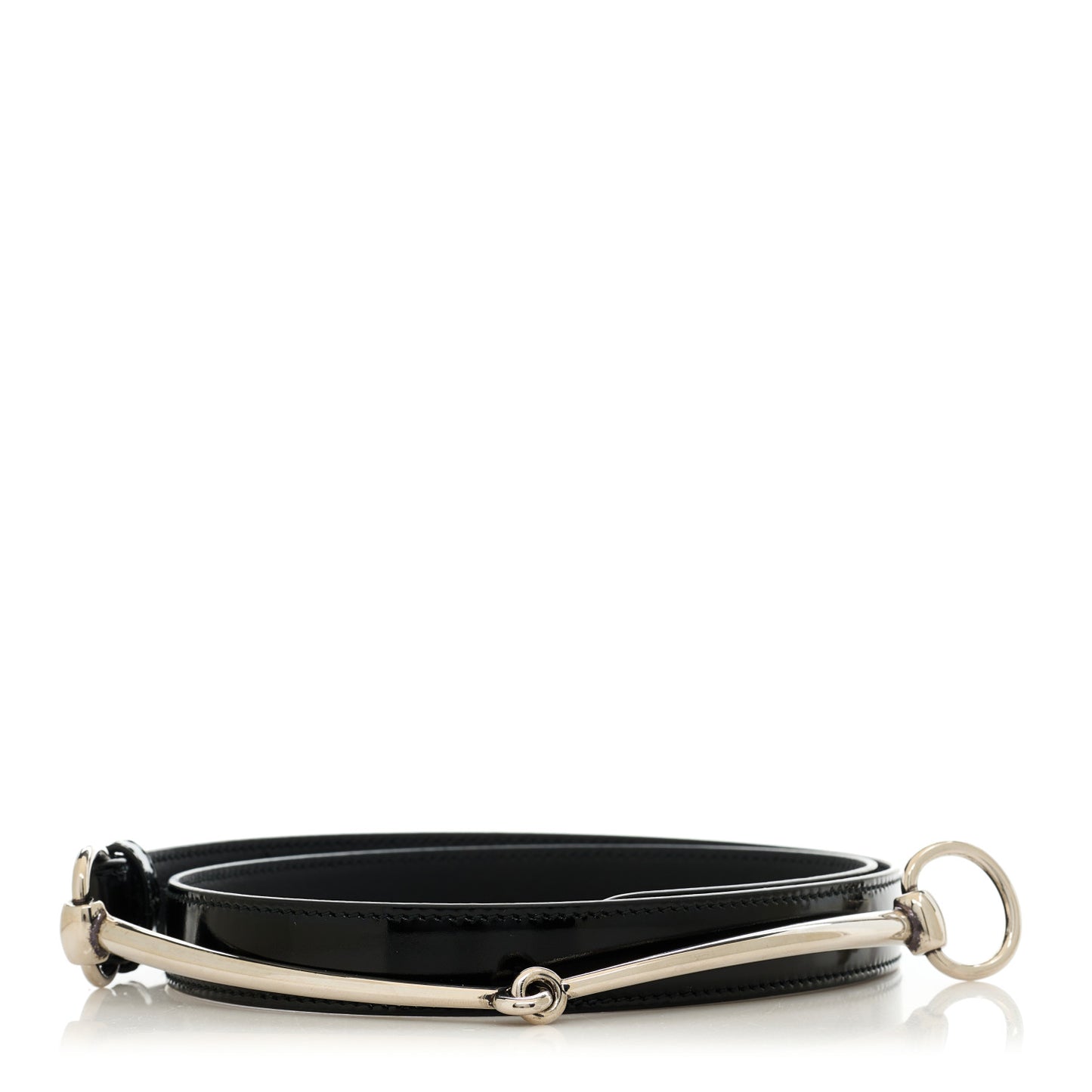 Calfskin Horsebit Skinny Belt 90 36 Black