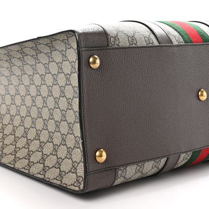 Gucci GG Supreme Monogram Textured Dollar Calfskin Web Large Ophidia Tote Bag Beige Ebony 9 of 11