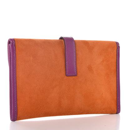 Hermes Veau Doblis Suede Chevre Mysore Mini 20 Jige Clutch Orange Cyclamen 3 of 13