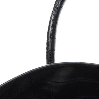 Saint Laurent Calfskin Crocodile Embossed Medium Supple Sac de Jour Black 11 of 12