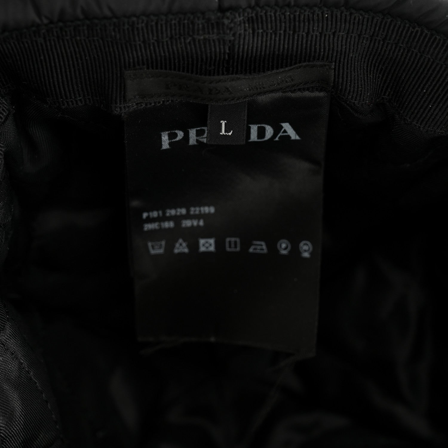 Prada Re-Nylon Padded Metal Triangle Logo Mens Beanie L Black 8 of 9
