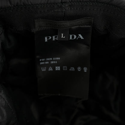 Prada Re-Nylon Padded Metal Triangle Logo Mens Beanie L Black 8 of 9