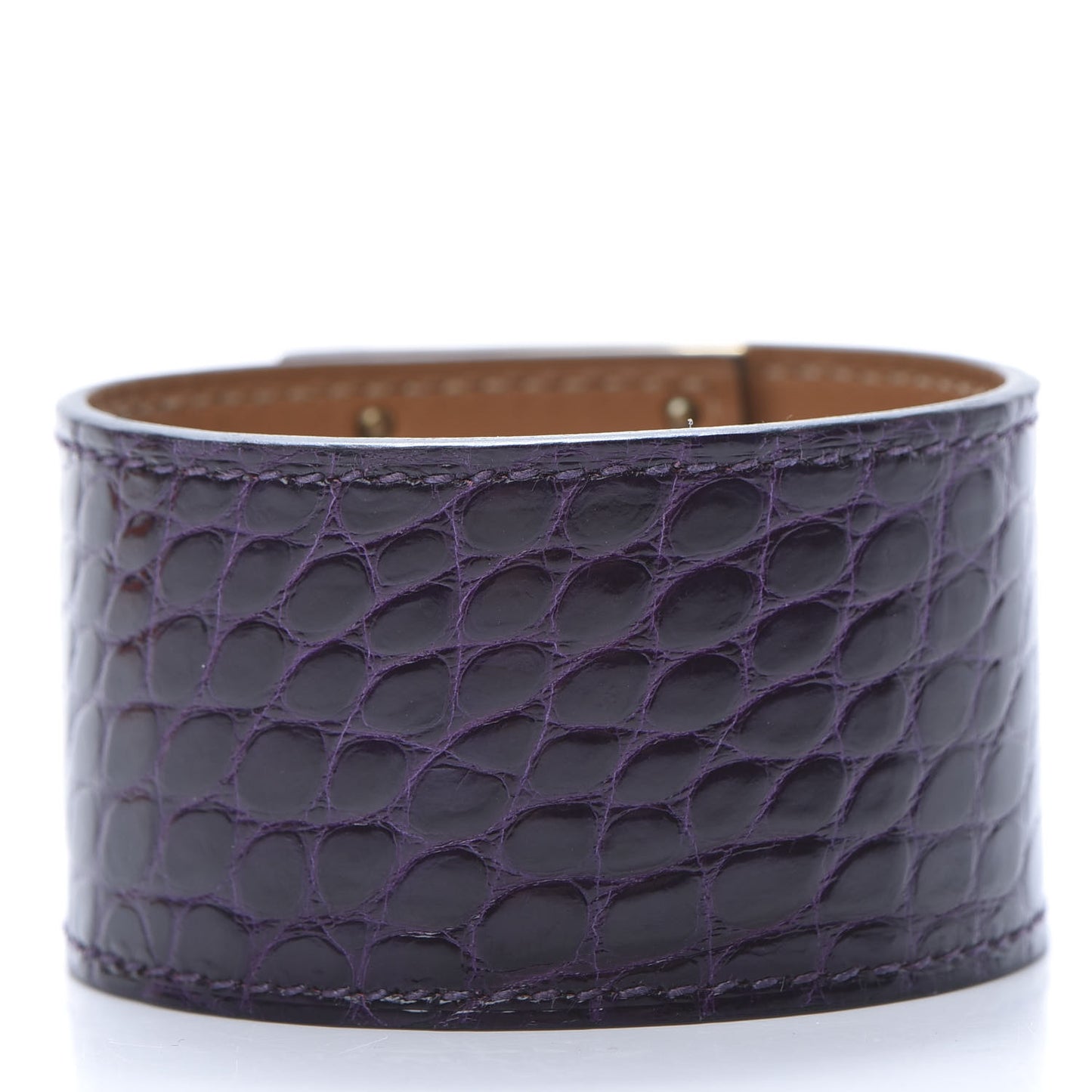 Shiny Alligator Kelly Dog Cuff Amethyst