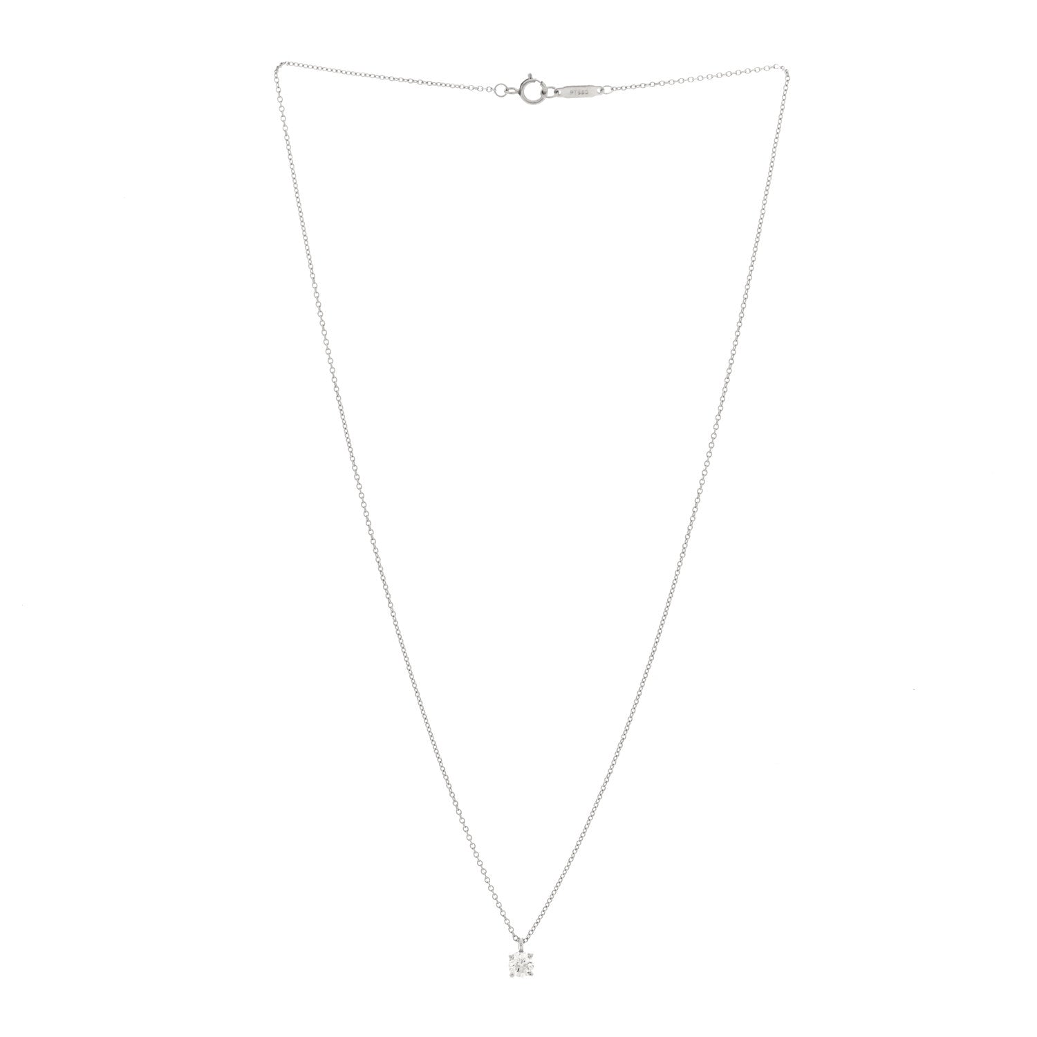 Tiffany Platinum Diamond .33ct Solitaire Pendant Necklace 3 of 4