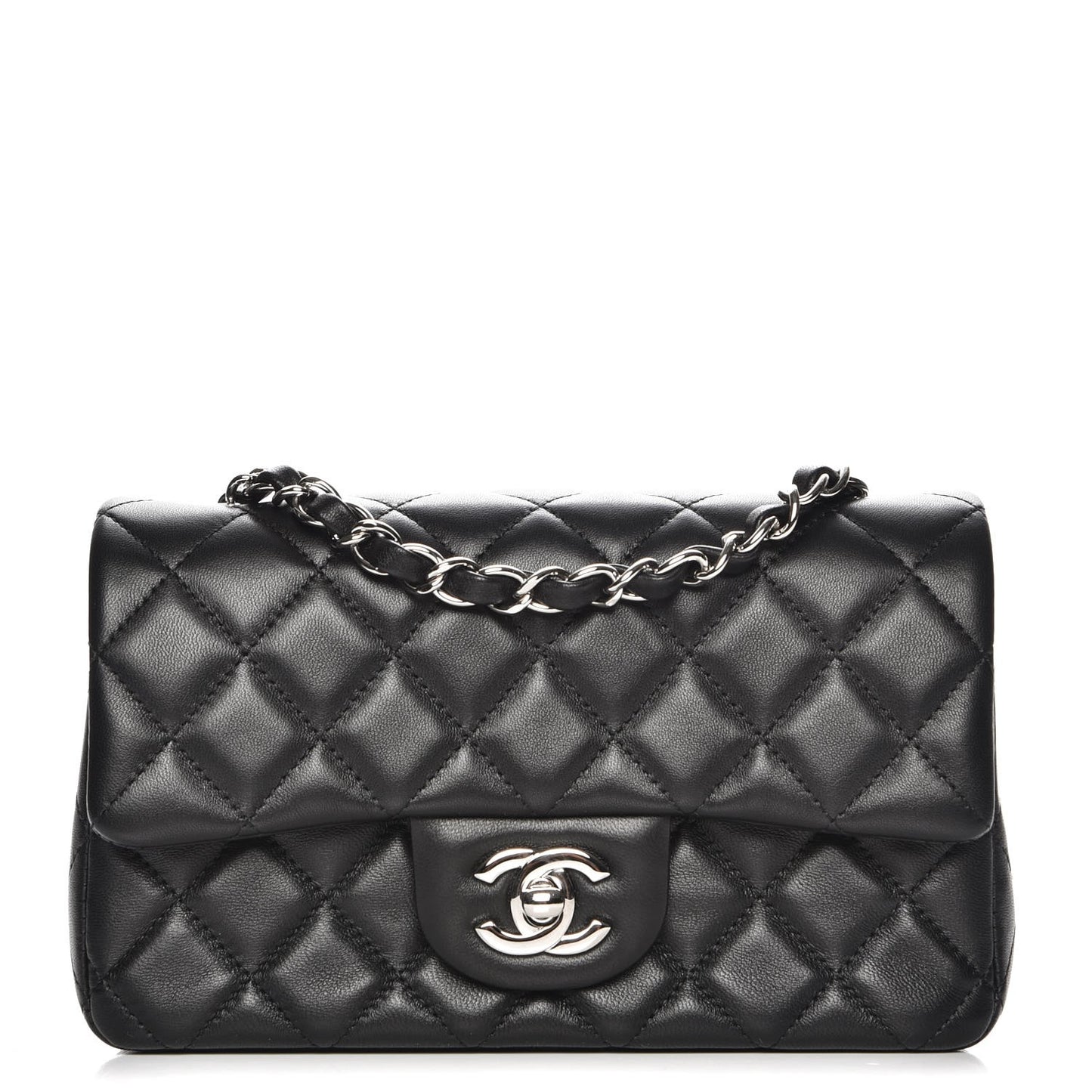 Lambskin Quilted Mini Rectangular Flap Black