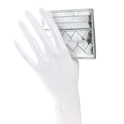 Bottega Veneta Metallic Nappa Intrecciato Card Holder Silver 2 of 8