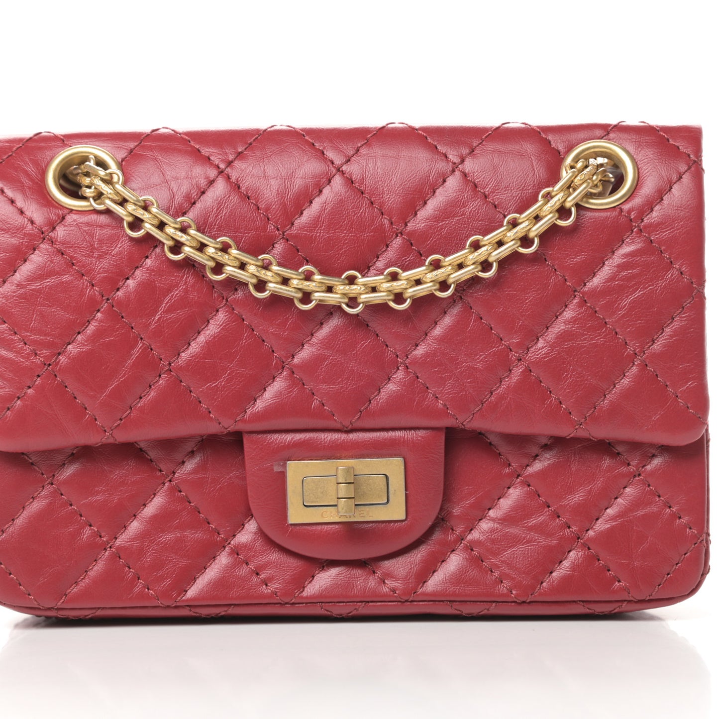 Aged Calfskin Quilted 2.55 Reissue Mini Flap Red