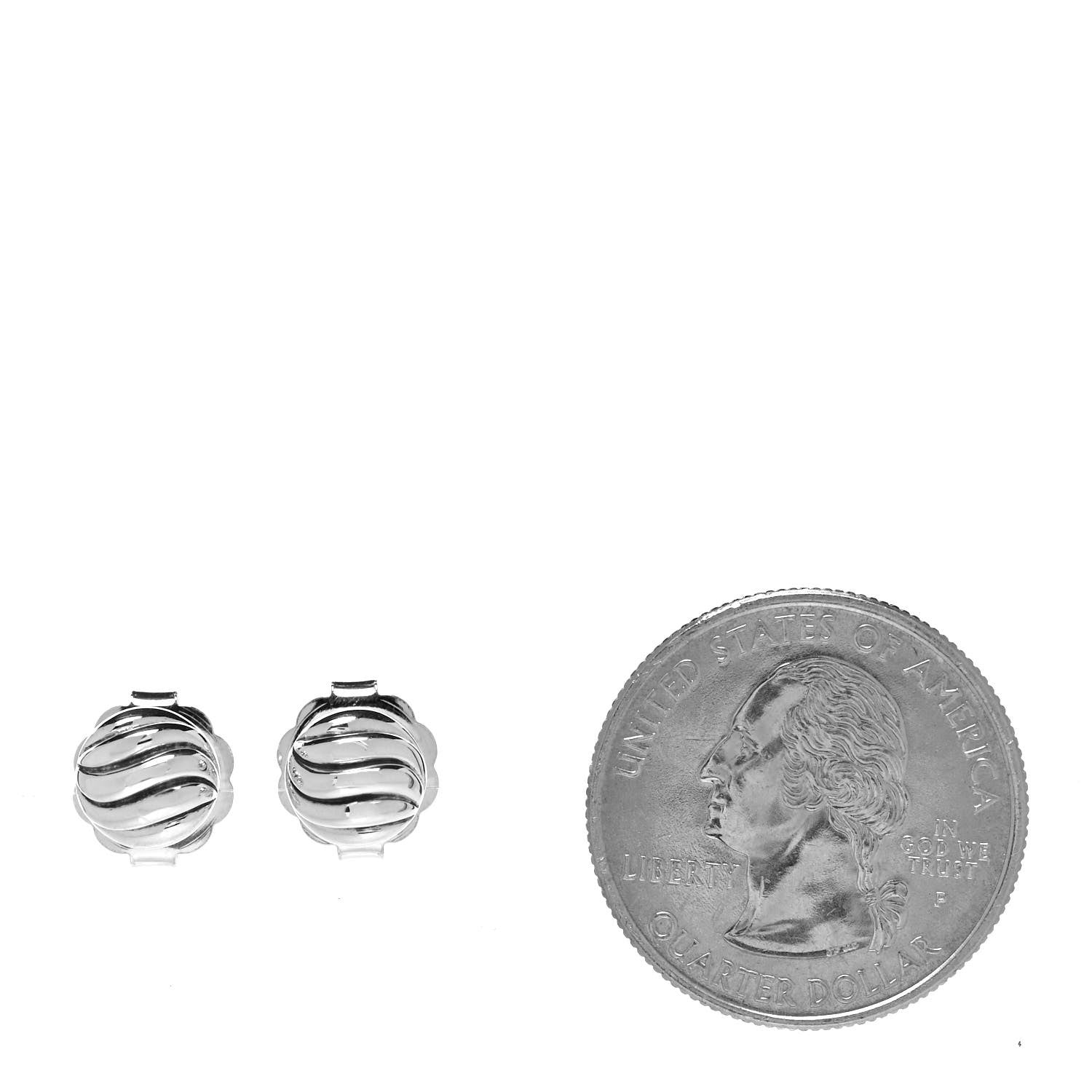 David Yurman Sterling Silver 8mm Sculpted Cable Stud Earrings 3 of 4