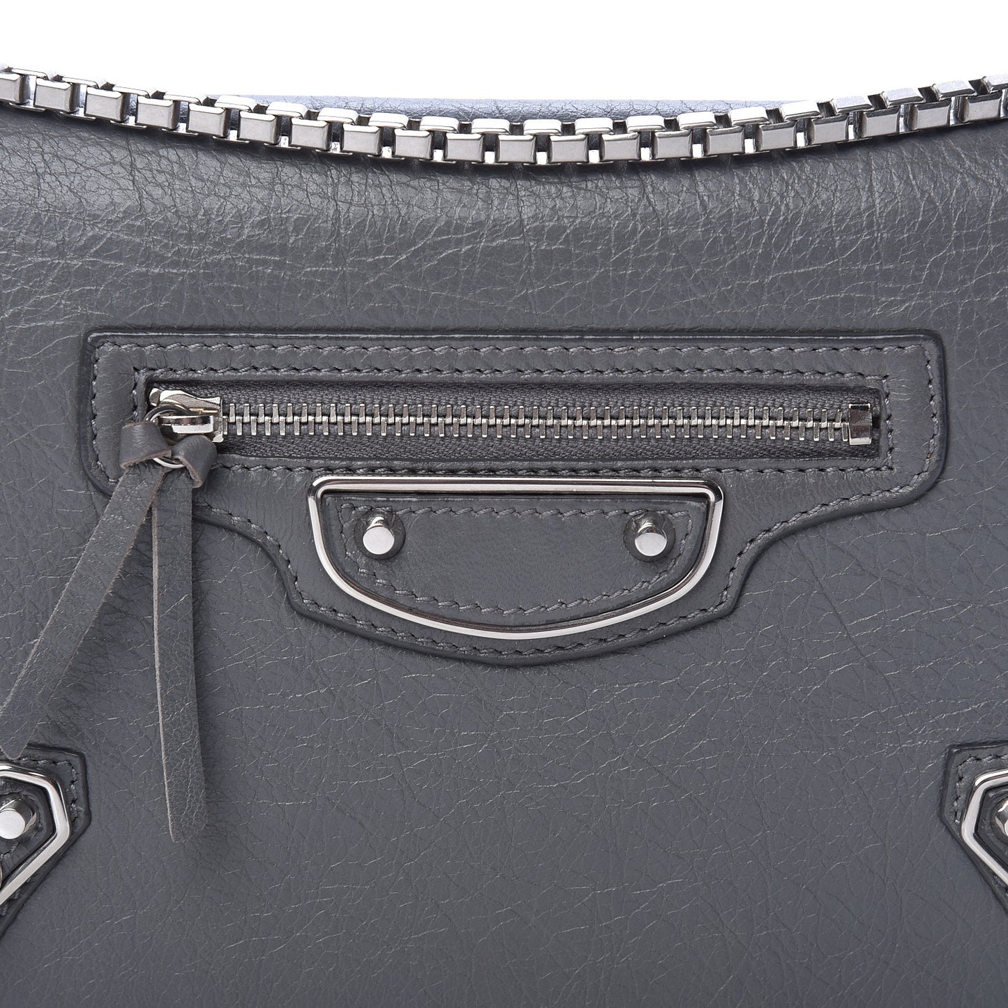 Agneau Silver Metallic Edge Hardware Wallet On Chain Grey