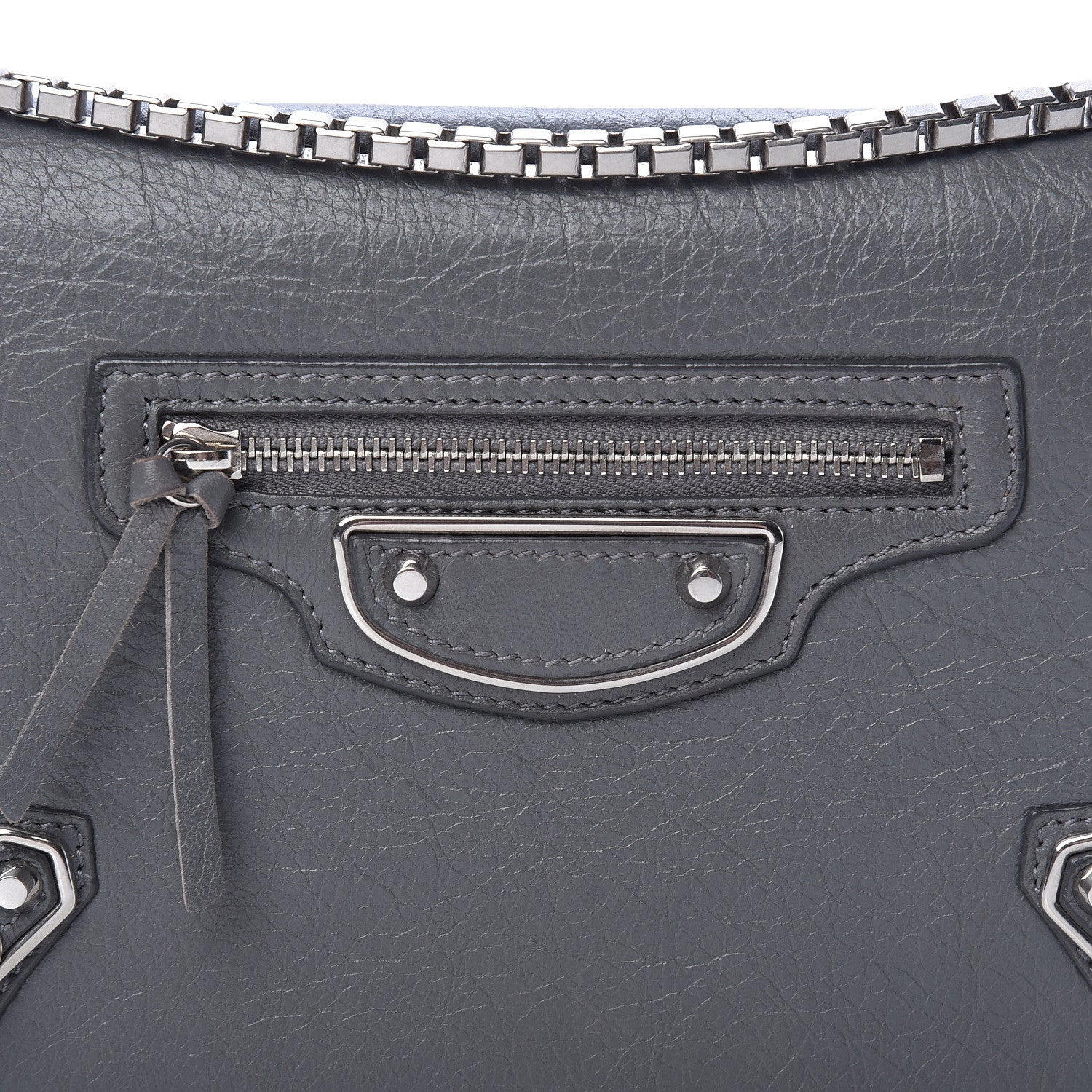 Balenciaga Agneau Silver Metallic Edge Hardware Wallet On Chain Grey 8 of 14