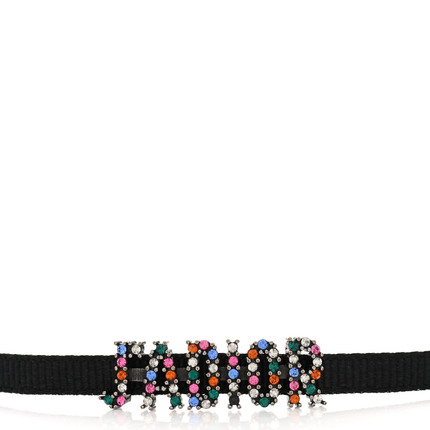 Christian Dior Grosgrain Ribbon Crystal J'Adior Logo Choker Necklace Multicolor 4 of 5