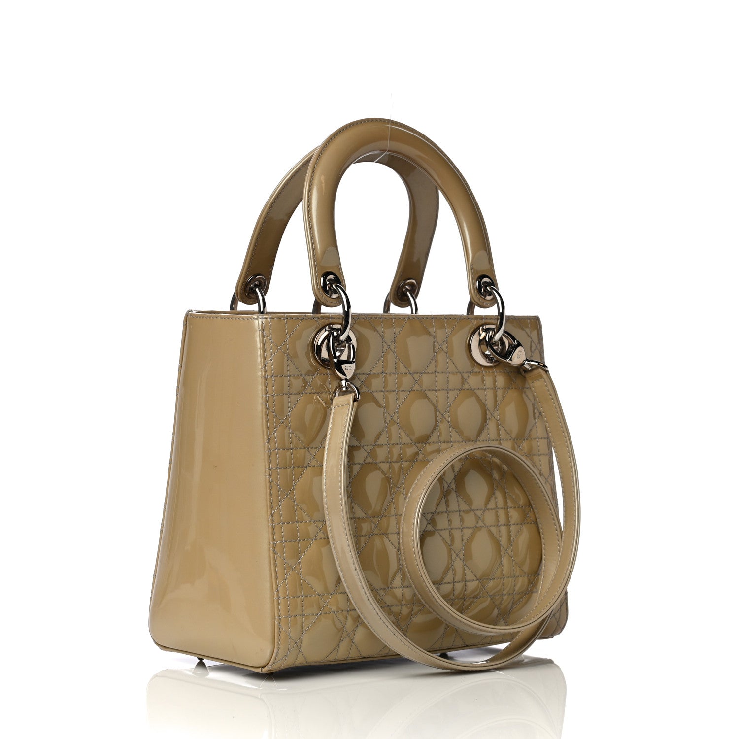 Christian Dior Patent Cannage Medium Lady Dior Beige 2 of 12