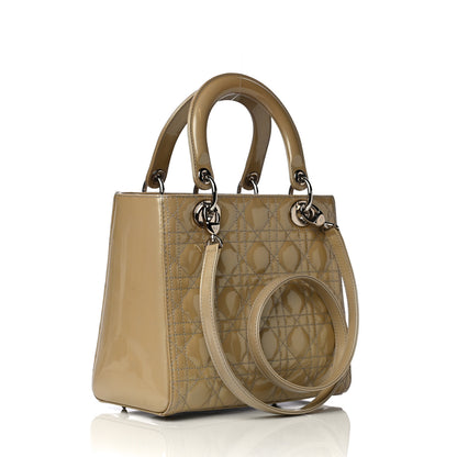 Christian Dior Patent Cannage Medium Lady Dior Beige 2 of 12