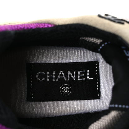 Chanel Mesh Suede Calfskin CC Sneakers 39.5 Light Beige Purple Beige 9 of 11
