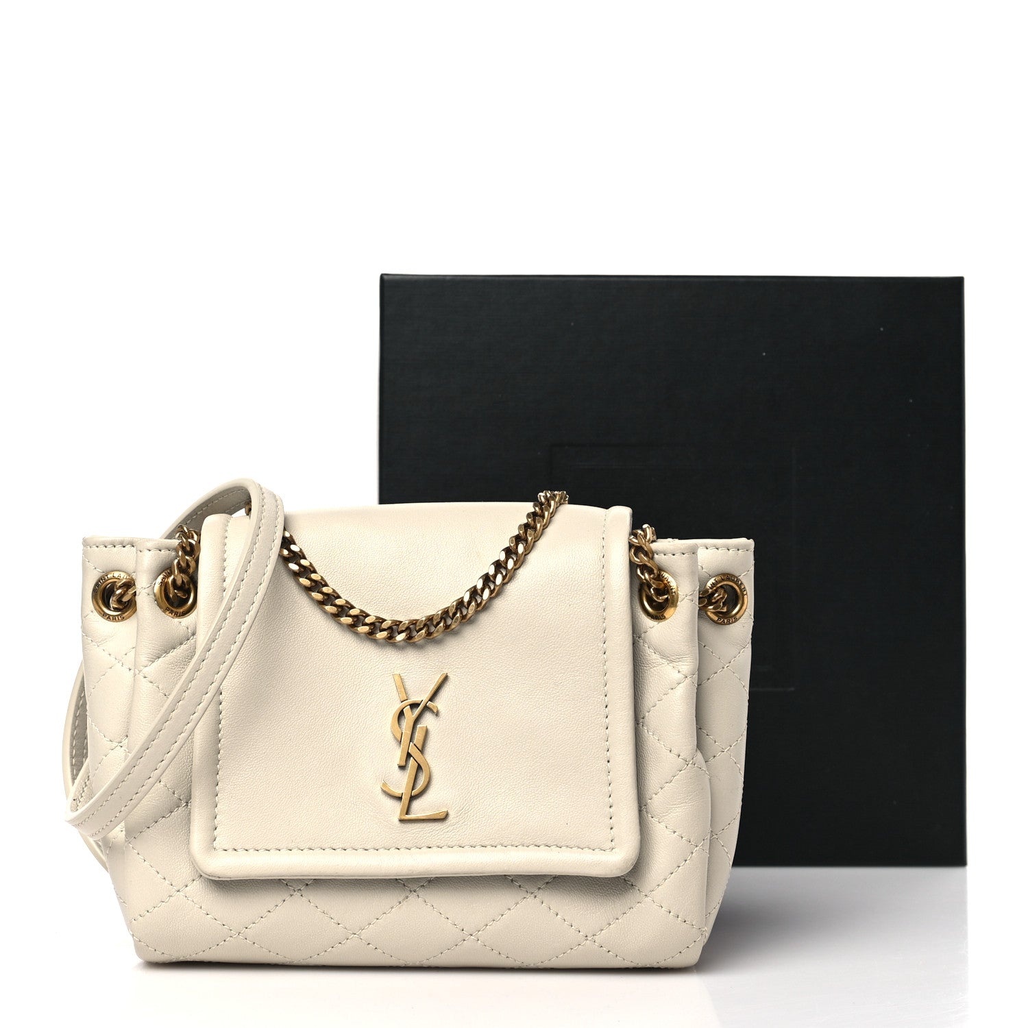 Saint Laurent Lambskin Quilted Monogram Mini Nolita Blanc Vintage 9 of 9