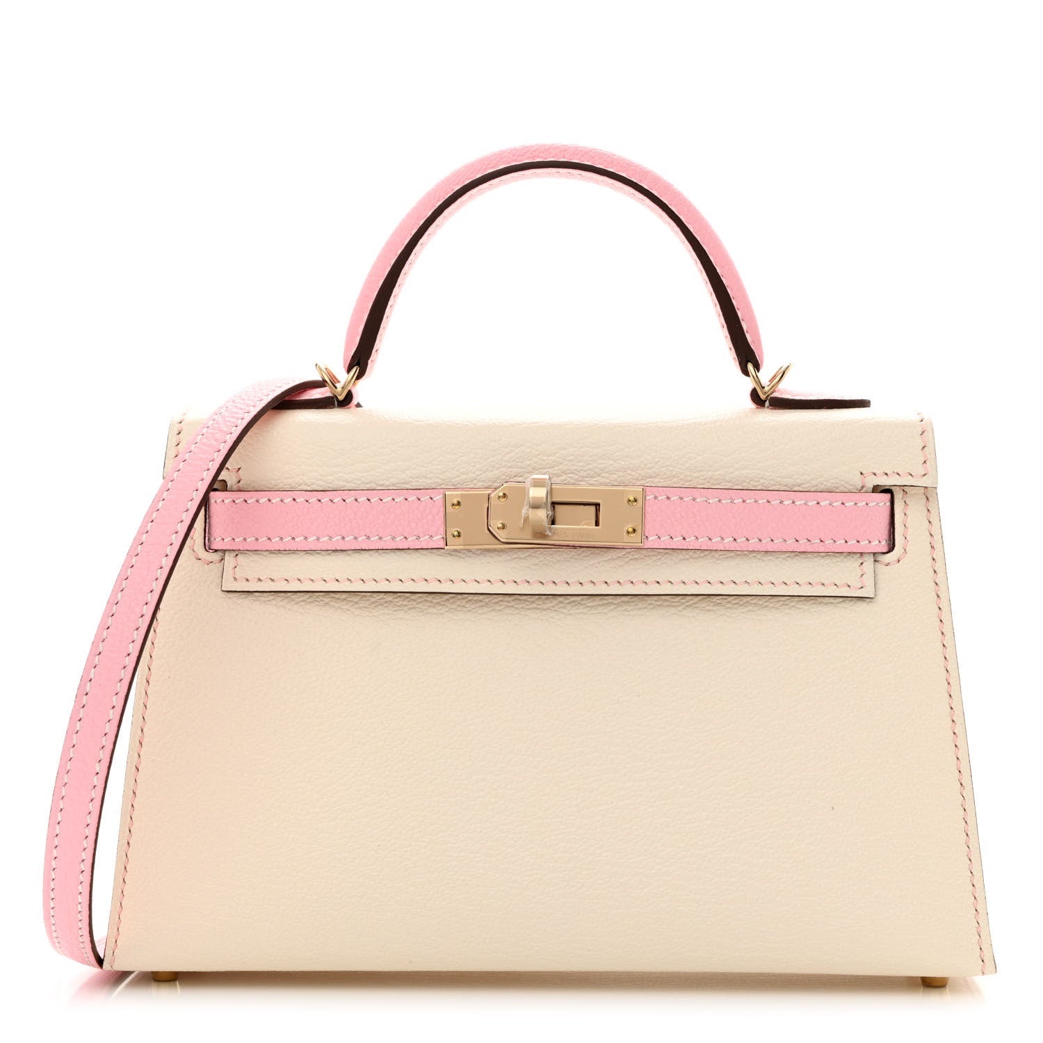 Hermes Chevre Mysore Horseshoe Mini Kelly Sellier 20 Nata Rose Sakura 1 of 10