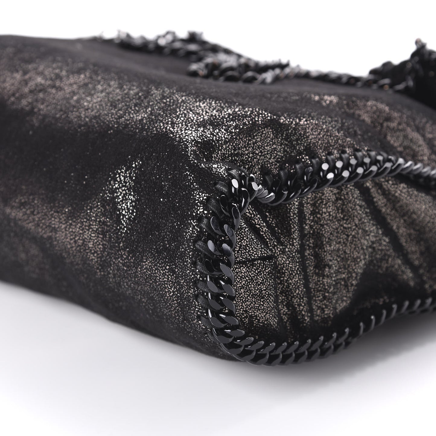 Metallic Shaggy Deer Small Falabella Tote Black