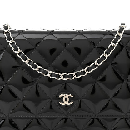 Chanel Patent Quilted Wallet On Chain WOC Black 8 of 12