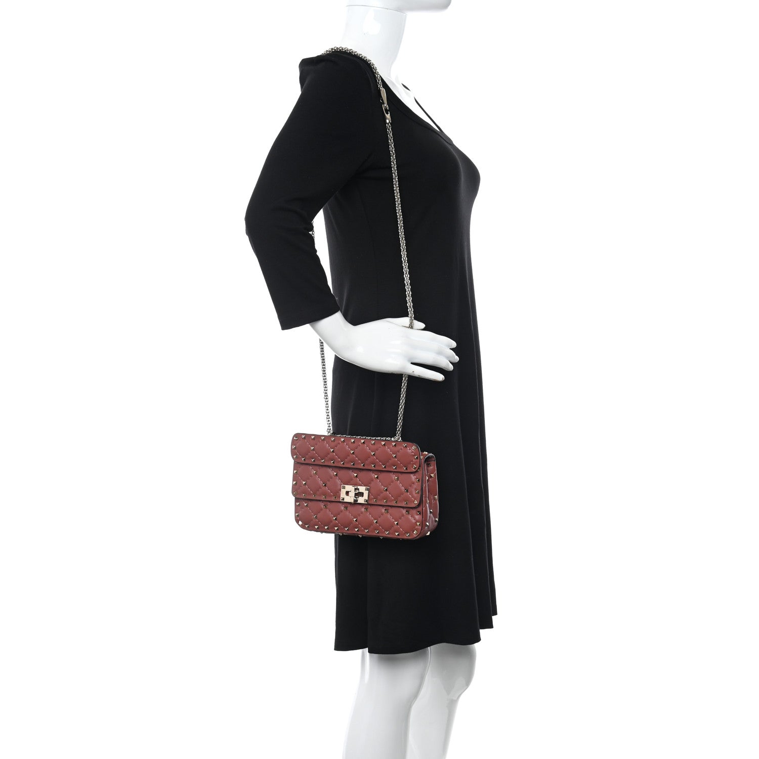 Valentino Garavani Nappa Small Rockstud Spike Shoulder Bag Gingerbread 2 of 9