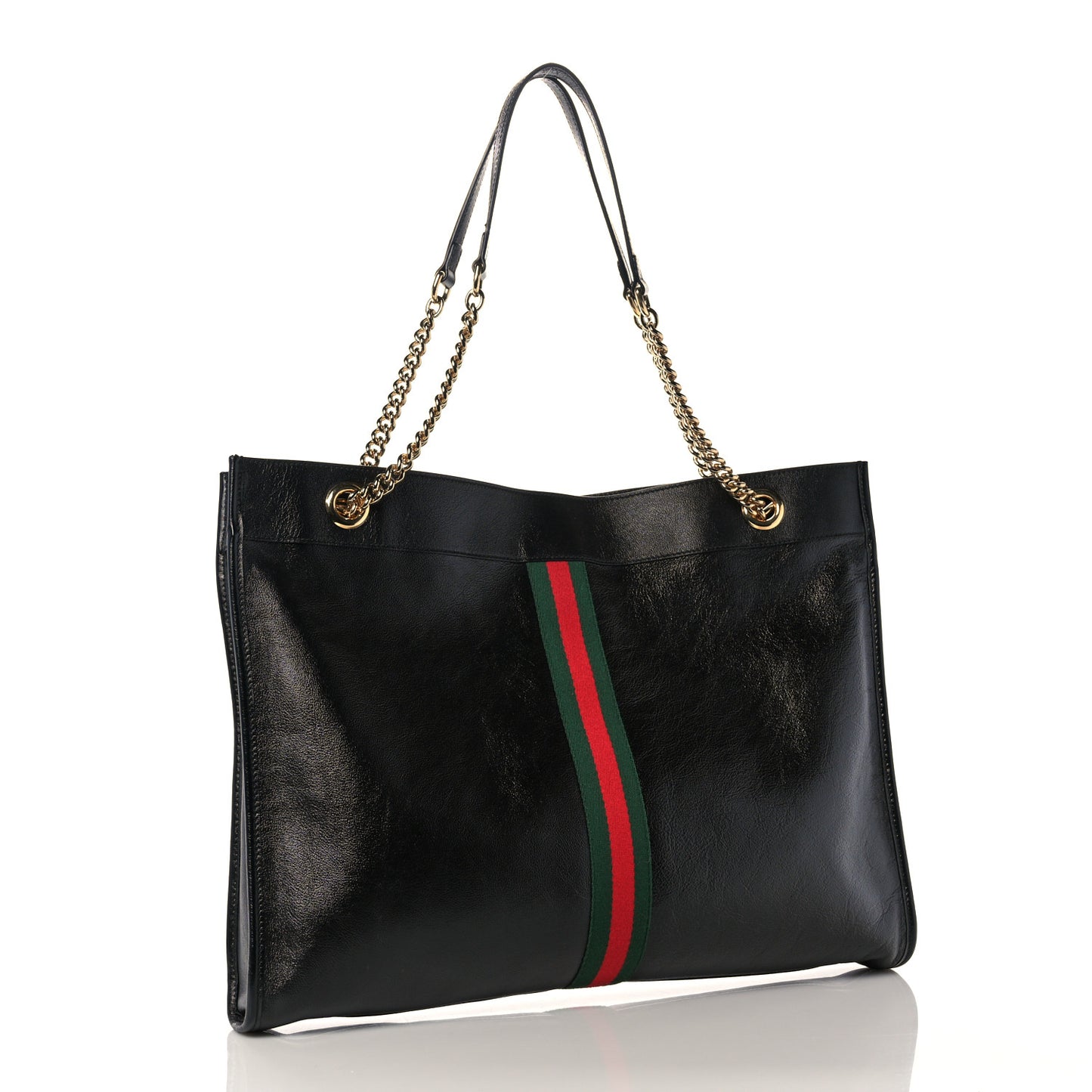 Calfskin Large Rajah Chain Tote Black