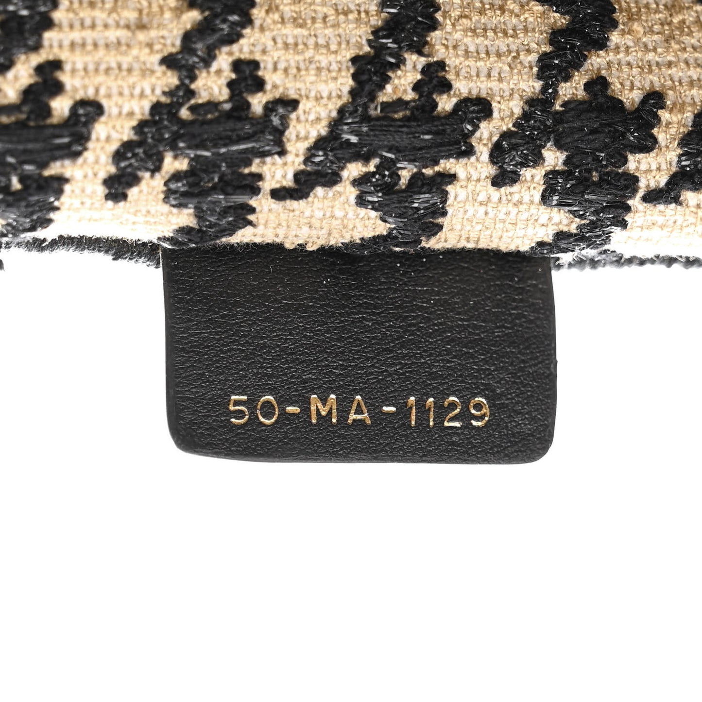 Canvas Houndstooth Embroidered Book Tote Beige Black