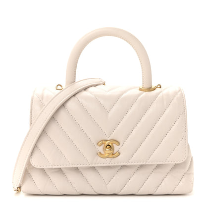 Chanel Calfskin Chevron Quilted Mini Coco Handle Flap Rose Pale 1 of 11