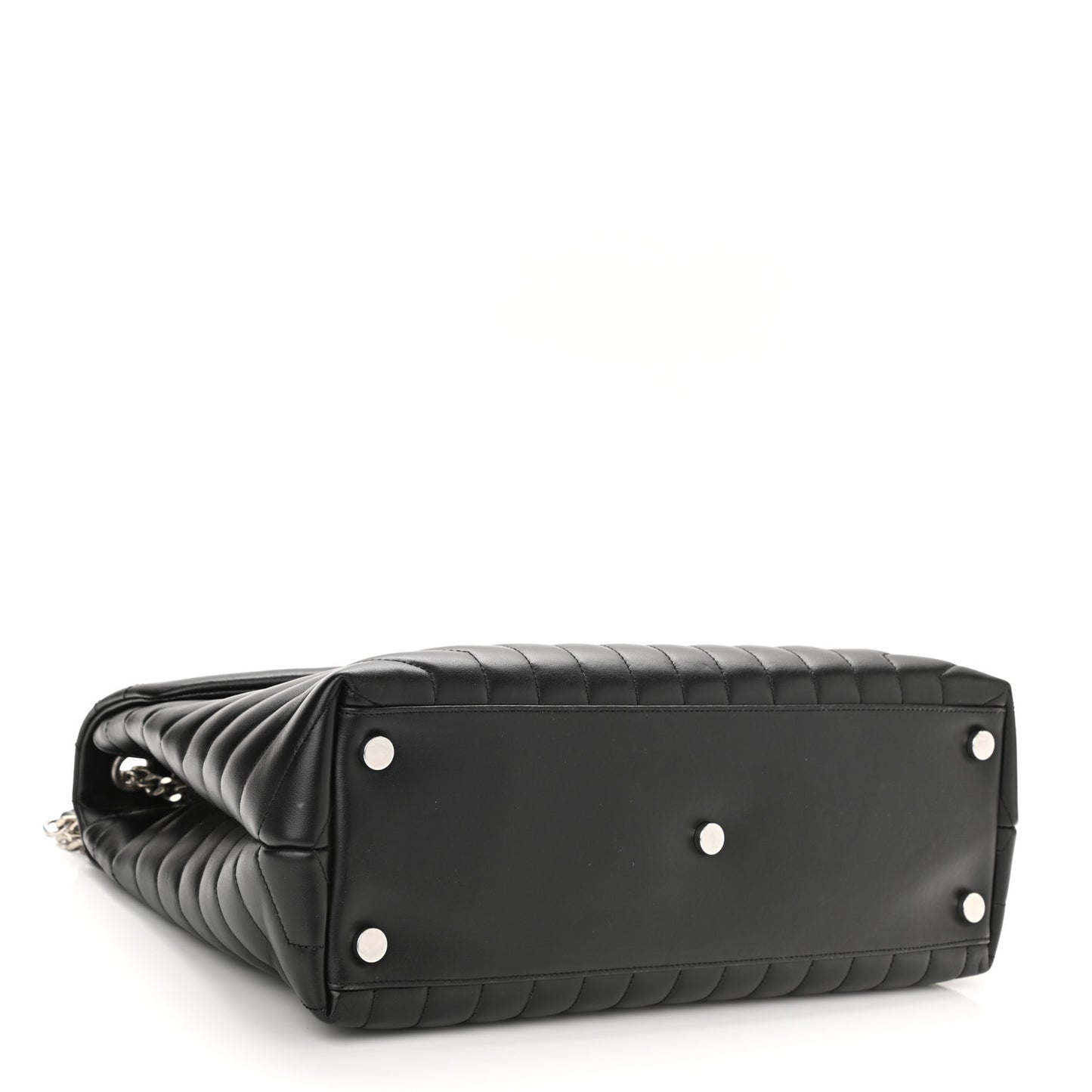 Calfskin Y Quilted Monogram Large Loulou Chain Satchel Black