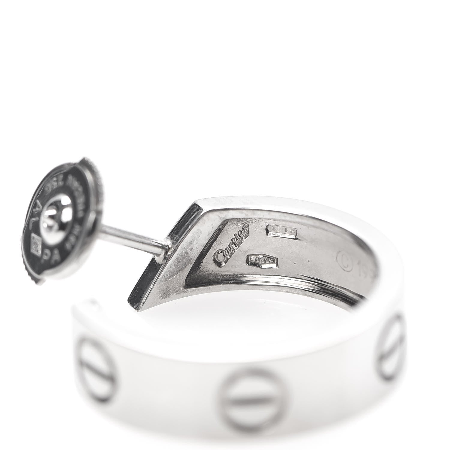 Cartier 18K White Gold 5.5mm LOVE Hoop Earrings 4 of 6