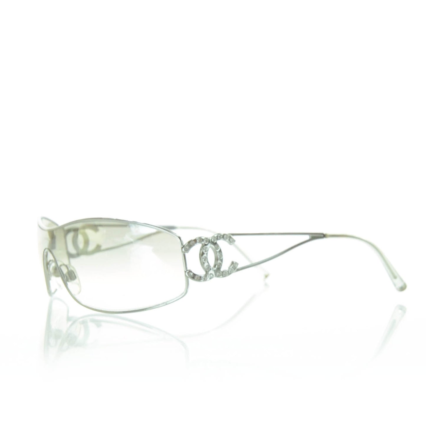 Crystal CC Logo Sunglasses Silver