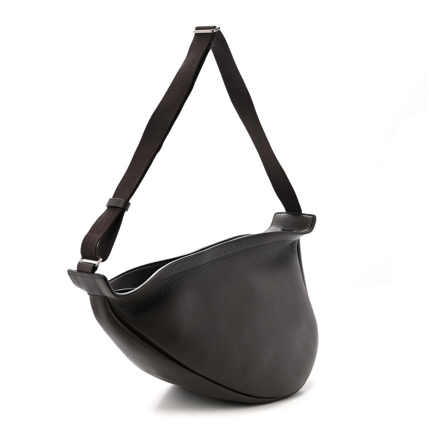 Grained Calfskin Large Slouchy Banana Bag Brunette