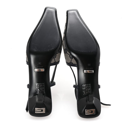 Gucci GG Monogram Malaga Kid Square G 35mm Slingback Pumps 36 Beige Blue 6 of 8