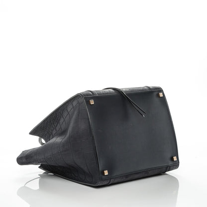 Celine Crocodile Embossed Nubuck Medium Phantom Luggage Navy 4 of 9