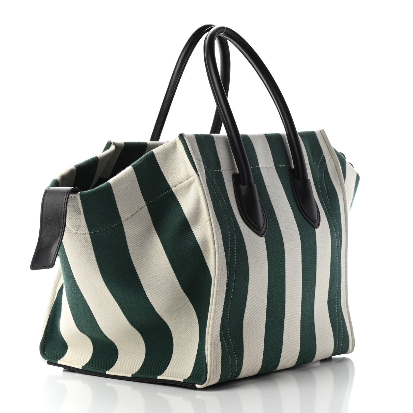Cotton Canvas Striped Medium Phantom Luggage White Green