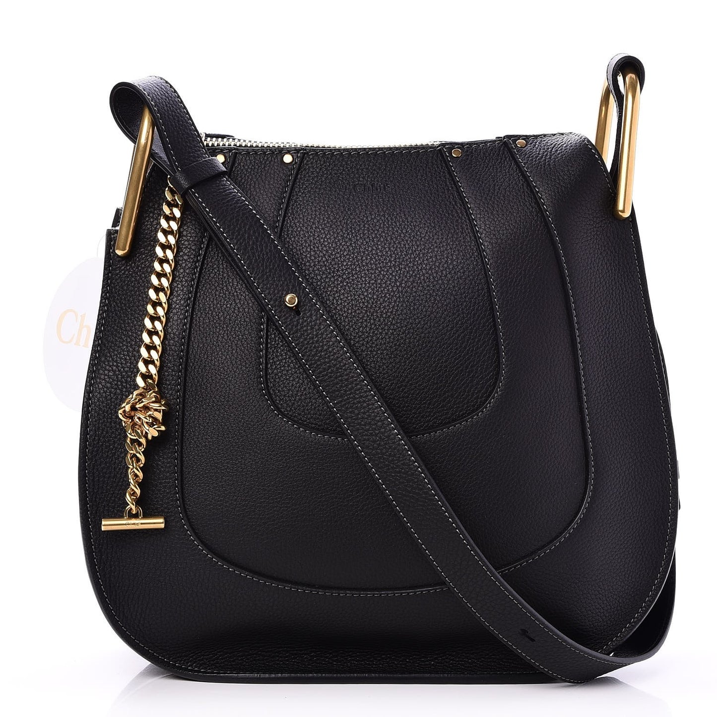 Grained Calfskin Small Hayley Hobo Black