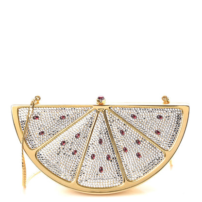 Judith Leiber Crystal Watermelon Slice Minaudiere Clutch Gold 1 of 8