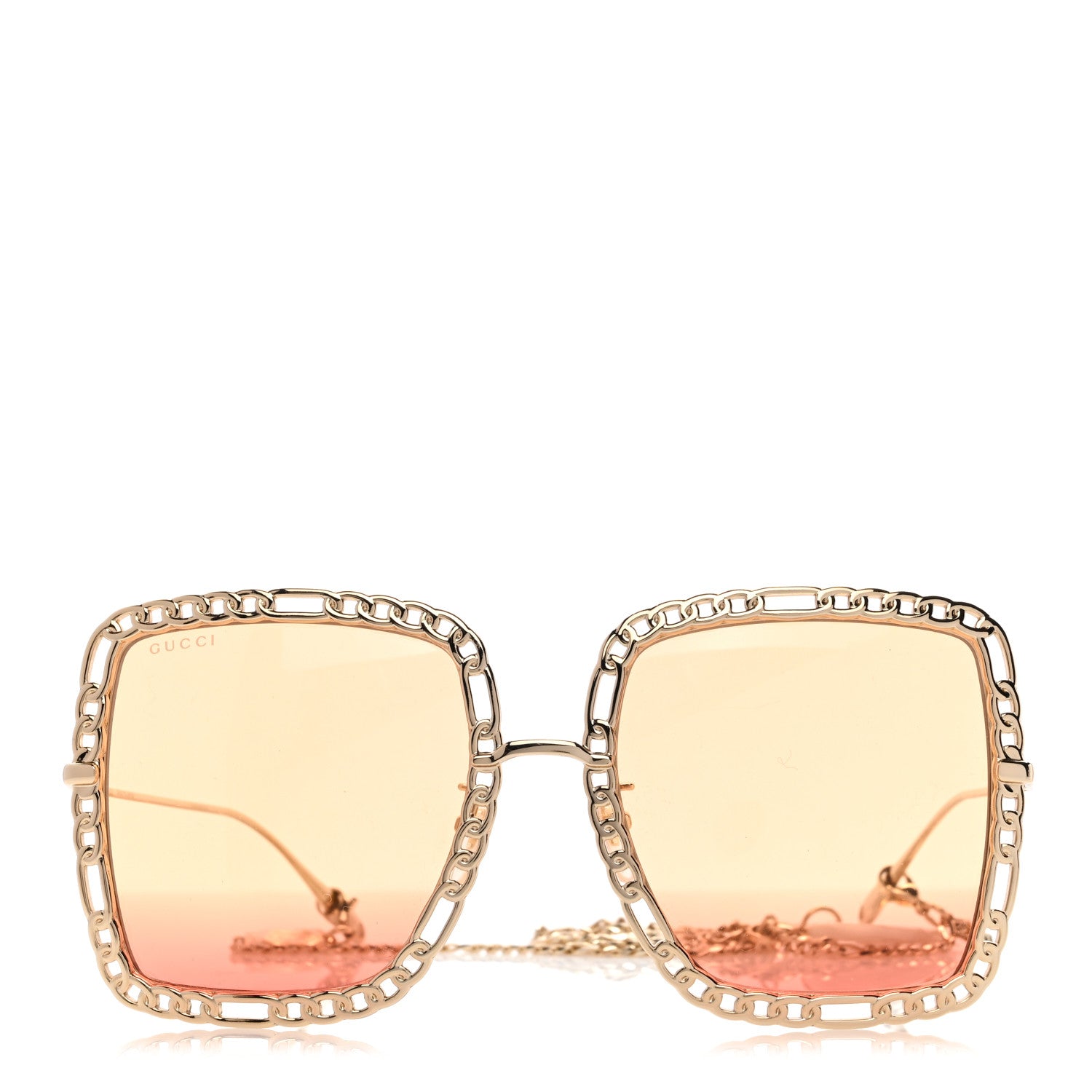 Gucci Square Frame Oversized Sunglasses GG1033S Gold Orange 2 of 7