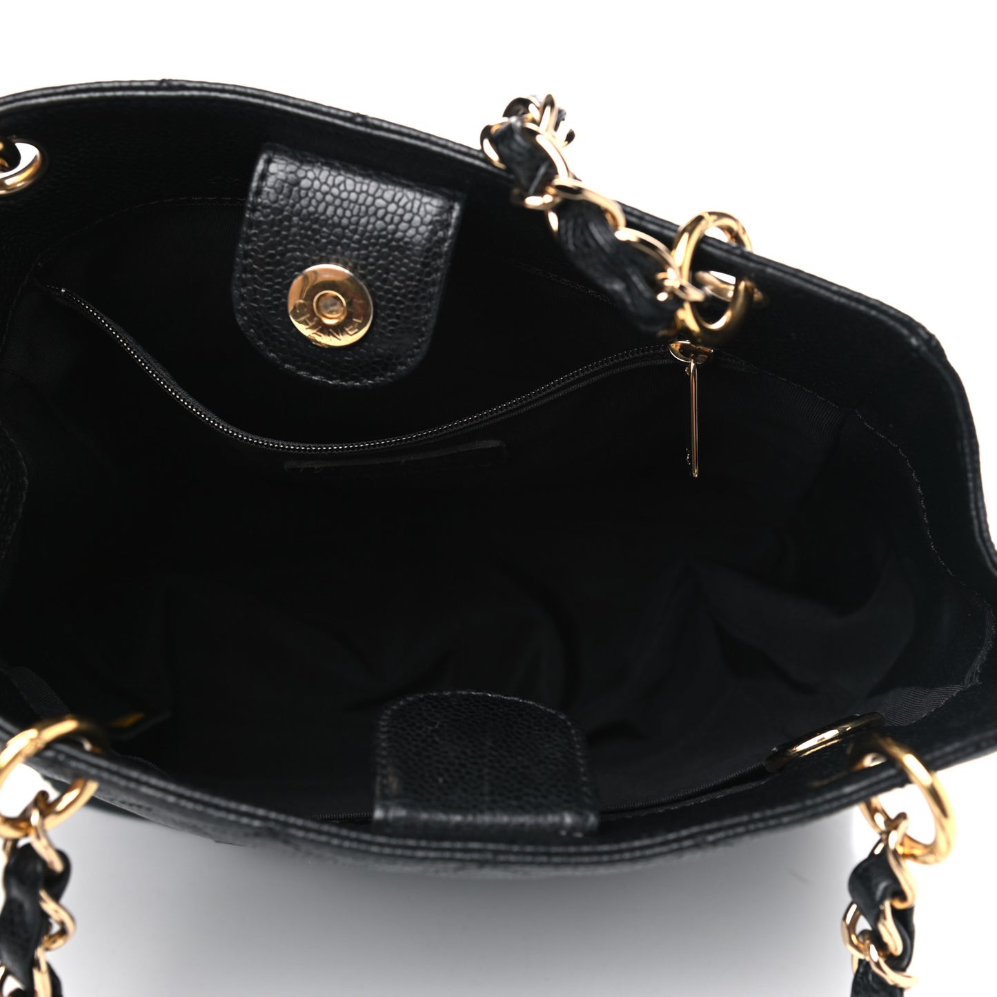 Caviar Quilted Petit Shopping Tote PST Black