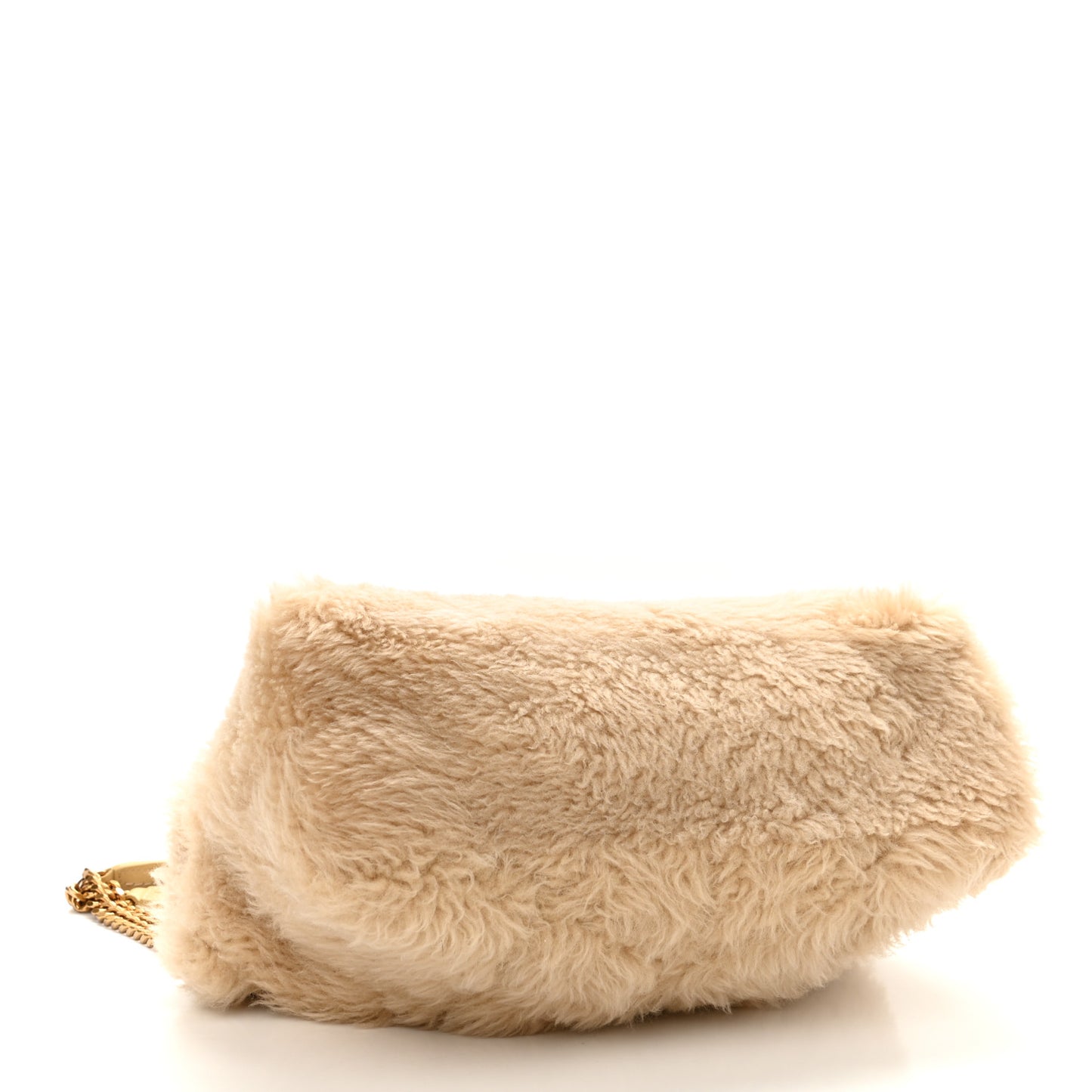 Merino Shearling Lambskin Quilted Small Loulou Puffer Monogram Chain Satchel Natural Beige