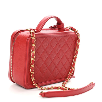 Chanel Caviar Quilted Medium CC Filigree Vanity Case Dark Red 3 of 11