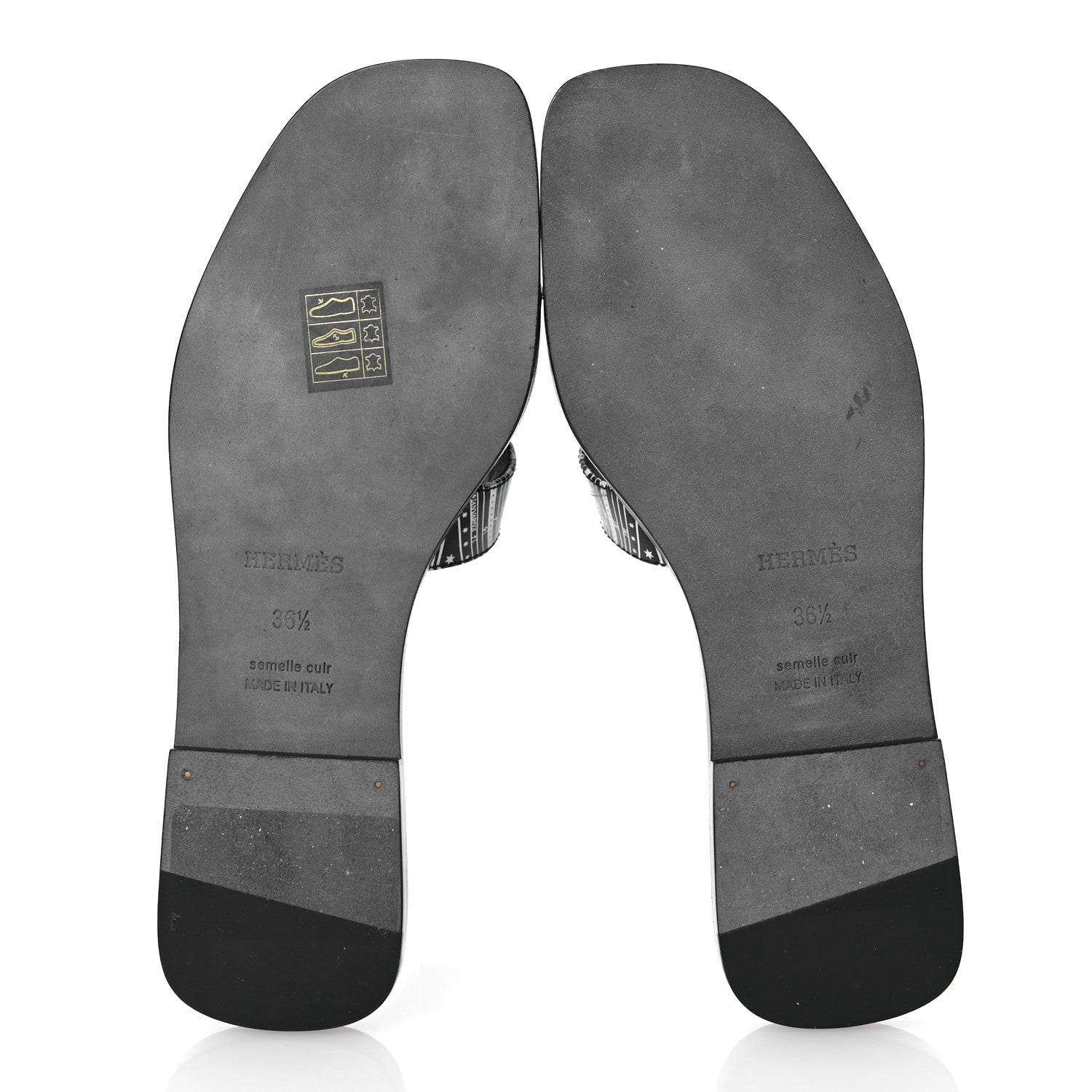 Hermes Calfskin Astrologie Bandana Oran Sandals 36.5 Black 7 of 13