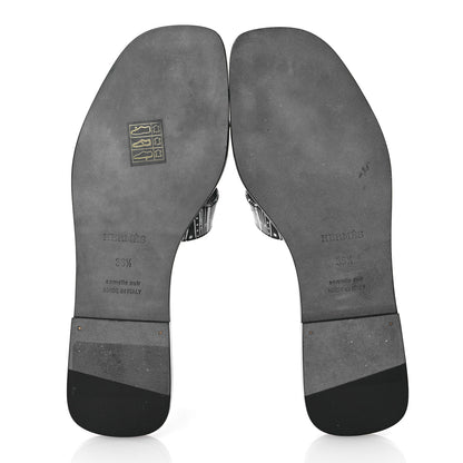 Hermes Calfskin Astrologie Bandana Oran Sandals 36.5 Black 7 of 13