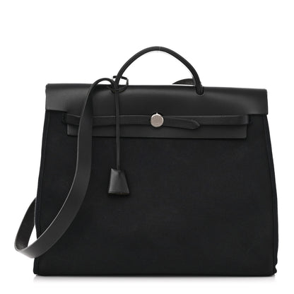 Hermes Toile Vache Calfskin Herbag 39 MM Black 1 of 9