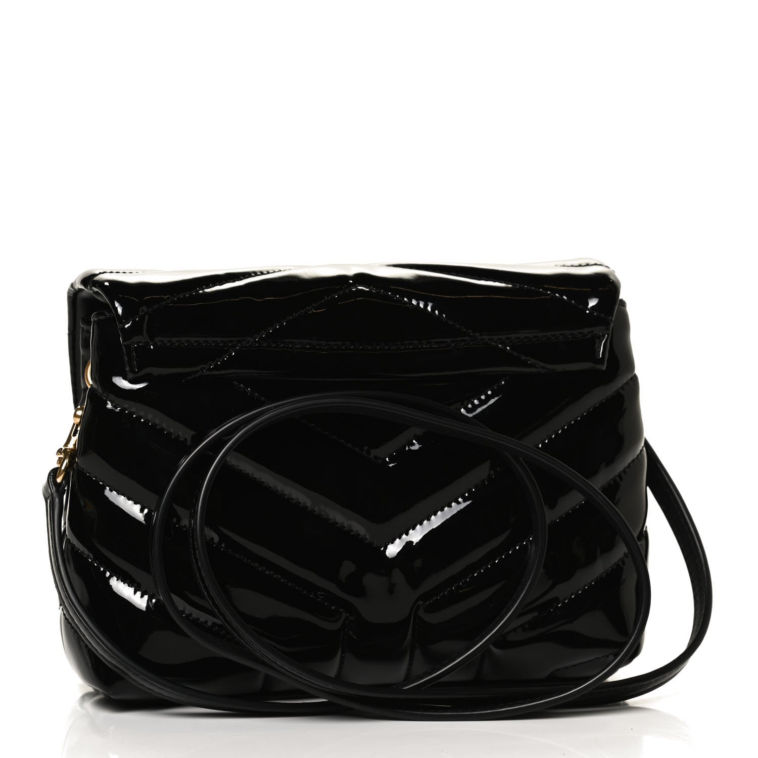 Saint Laurent Patent Y Quilted Monogram Toy Loulou Crossbody Bag Black 3 of 11