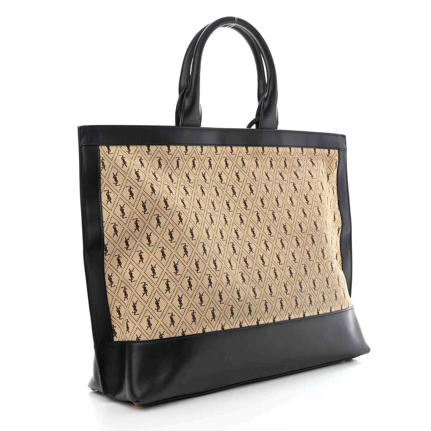 Canvas All-Over Monogram Cabas Tote Beige Black