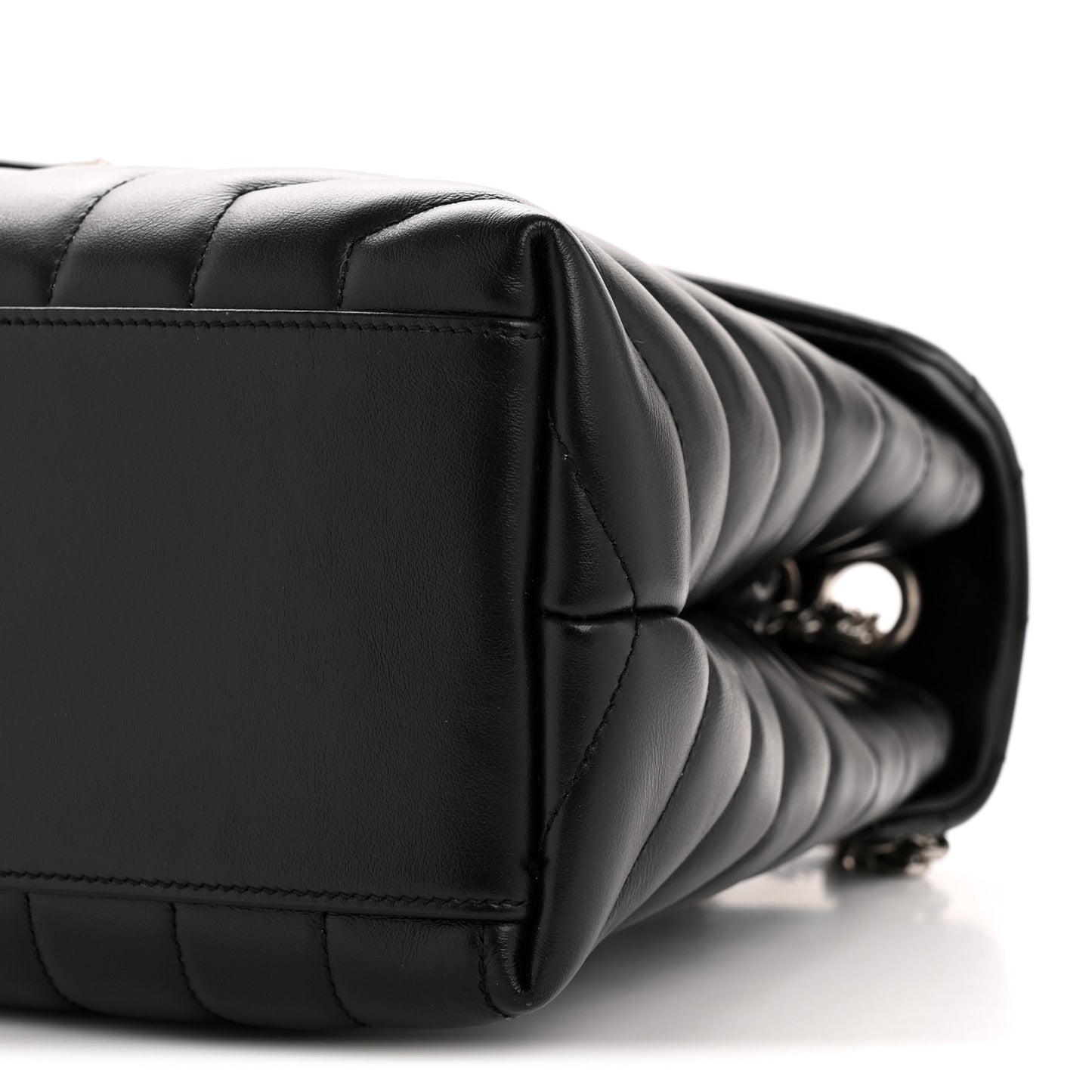 Calfskin Y Quilted Monogram Medium Loulou Chain Satchel Black