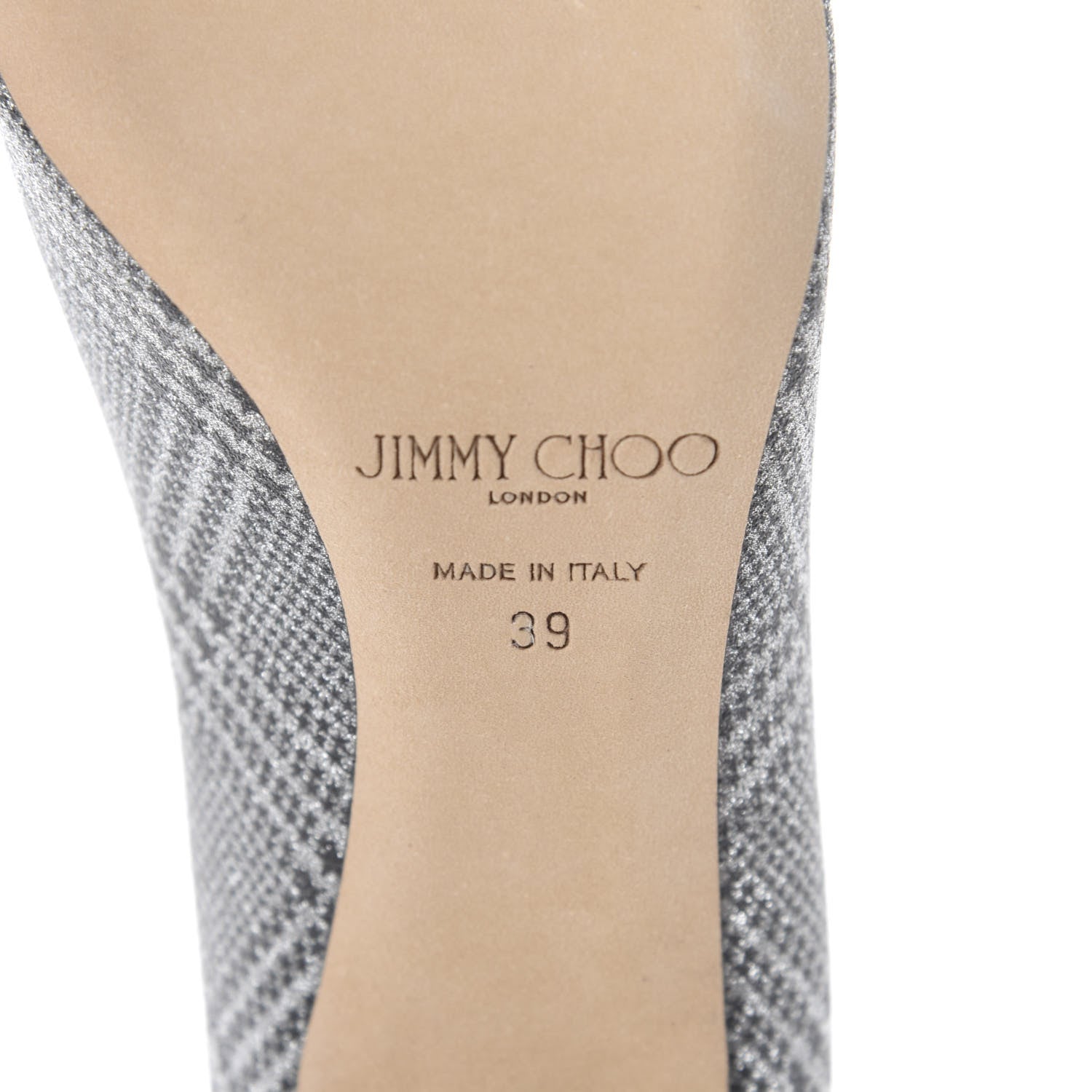 Jimmy Choo Metallic Fabric Plaid Love Prince Of Stars 85 Pump 39 Silver 10 of 10