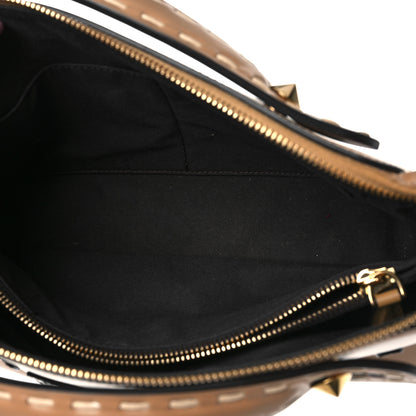 Fendi Vitello King Elaphe Python Print Logo Medium By The Way Boston Bag Miele Scuro Makeup 5 of 10