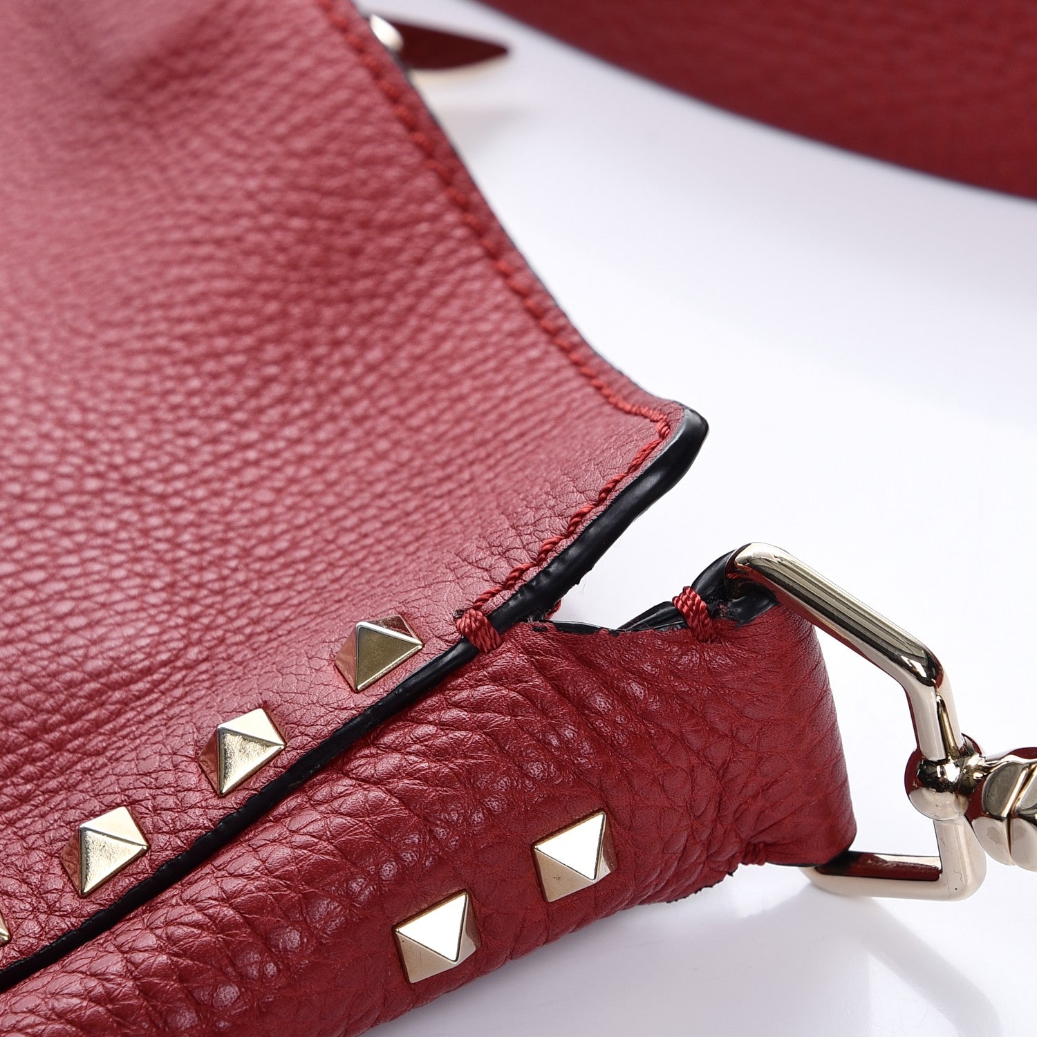 Valentino Garavani Pebbled Calfskin Large Rockstud Flip-Lock Messenger Bag Scarlet 10 of 11