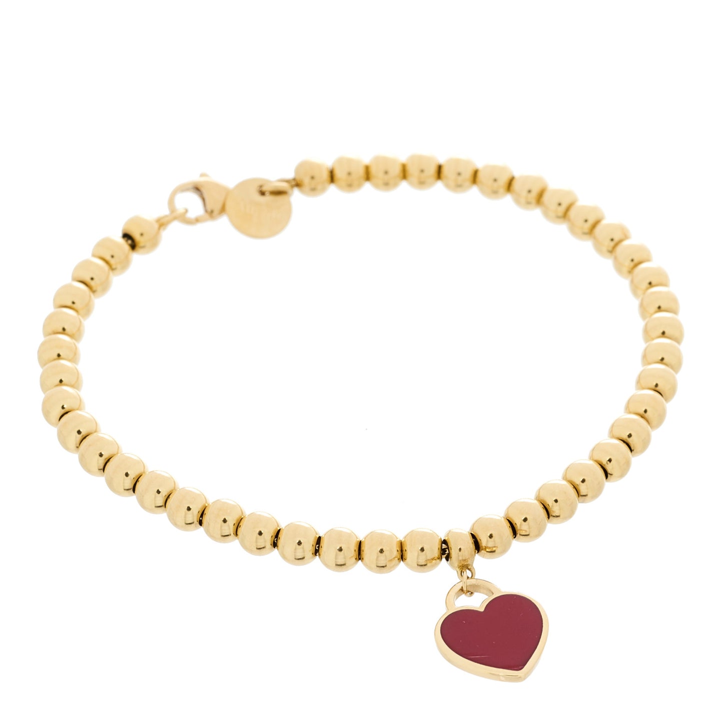 Tiffany 18K Yellow Gold Enamel 4mm Return To Tiffany Bead Heart